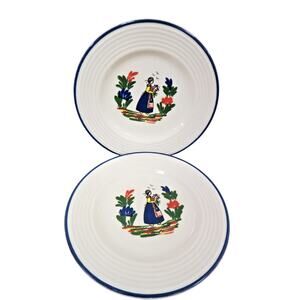 2 Varages France Salad Plates - Peasant Woman